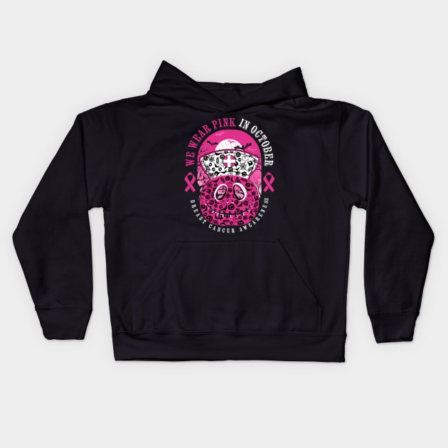 We wear Pink in October Nurse Ribbon Breast Cancer Awareness Kids Hoodie by PunnyPoyoShop